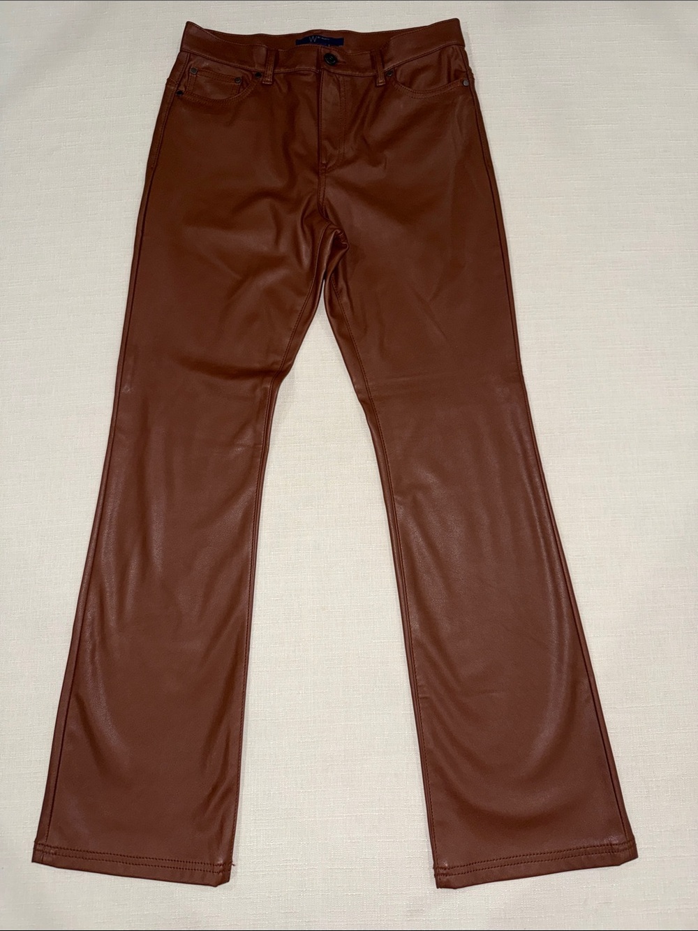 W by Worth Brown Faux Leather Flare Pants